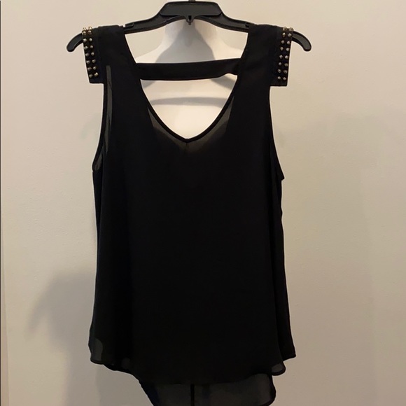 Lush Tops - NWOT black camisole tank with embellished sleeves